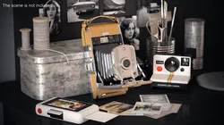 Vintage Folding Camera in Leather Case 3D model