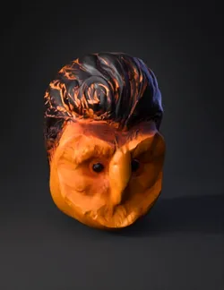 wooden carved head sculpture with realistic wood grain texture