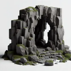 Ancient Mountain Cave with Greenery Historical Scenic Model