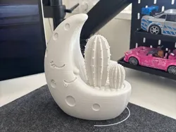 Maceta Luna Dormida y Cactus | Decoración de Escritorio de Ensueño - Modelo de impresión 3D gratuito