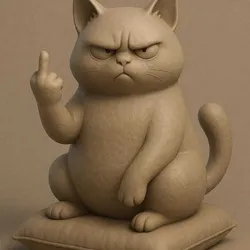 Rude Cat Giving the Middle Finger – Funny Attitude Cat STL for 3D Printing