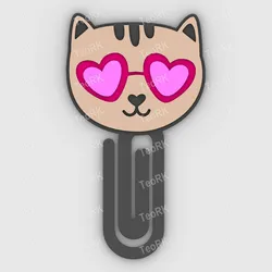 Stationery & Learning Tools STL indir - Cat with heart glasses - Paper clip - bookmark - STL file - TeoRk
