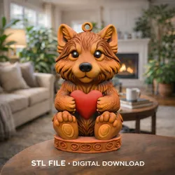Adorable wolf / husky / dog figurine holding a heart