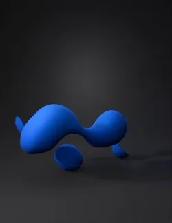 blue abstract shape with three lobed blobs smooth solid surface styl
