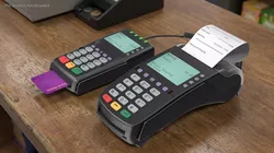 Card Processing Terminals with Printed Receipt and Bank 3D model