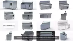 Commercial Pizza Prep Table Condiment Rail Refrigerated Base 3D Model Pack