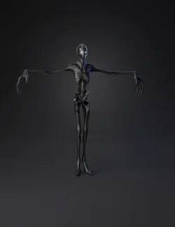 Create a terrifying highly disturbing game ready 3D horror creature f