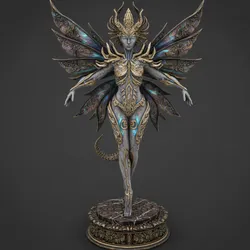 Demonic Fairy Statue STL | Dark Fantasy Winged 3D Print Model