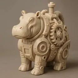 Sculptures & Artworks STL تنزيل - Industrial Hippo Sculpture - Countless_Sm