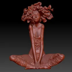 woman sit afro hair