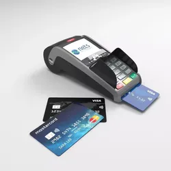 Ingenico IWL250 payment terminal and credit cards 3D model