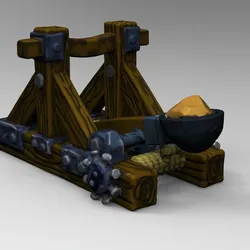 Stylized Medieval Medieval Catapult - Low Poly 3D Model / Game Ready / Printable