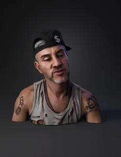 tattooed man wearing sleeveless shirt and baseball cap with visible ne