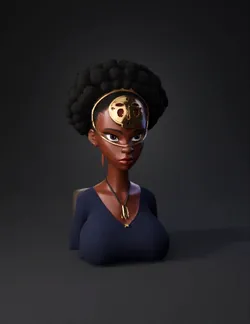 afro woman figure with scarf and dress line art silhouette
