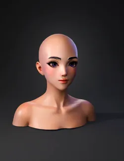 bald human head with neck realistic skin tones and texture