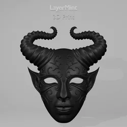 Cosplay STL Download - Fantasy Horned Demon Mask | 3D Print Model STL | Cosplayby LayerMint