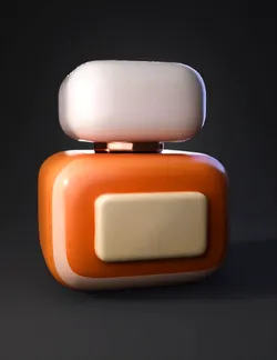 Create a realistic 3D elegant perfume bottle soft rounded rectangula