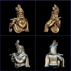 🔥 Lord Krishna Muralidhara Bust STL | High-Relief Flute Player Emblem 🕉️🌊