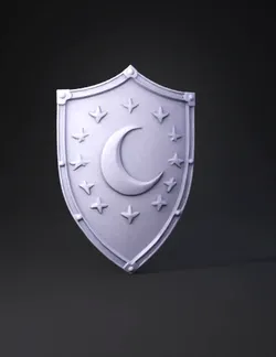 medieval shield with crescent moon and star motifs blue field with br