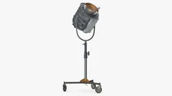 Vintage Studio Spotlight on Stand Light is On 3D model