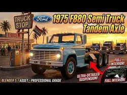 1975 F880 Semi Truck Tractor Tandem Axle 3D model