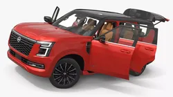 Armada Touring Utility Vehicle with V8 Engine Red Rigged 3D model