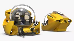Compact Research Sub with Robotic Arm Yellow Rigged 3D model