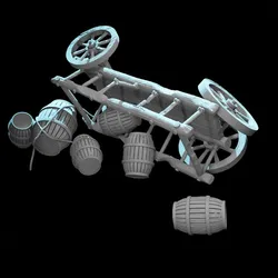 Crashed Medieval Supply Wagon – STL Terrain for Epic Wargaming Battles (28mm)