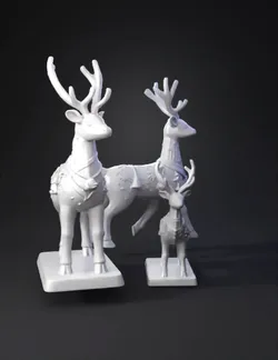 Create 3 Christmas reindeer sculptures optimized for support free 3D p