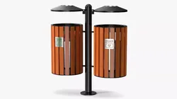 Dual Outdoor Recycling Trash Bins 3D model