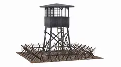 Military Observation Tower with Defensive Perimeter WWII 3D model