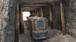 Mine Tunnel with Old Coal Cart Train 3D model