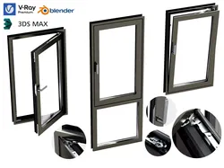 Modern Aluminum System Window Tilt and Turn Hardware Pack 3D model