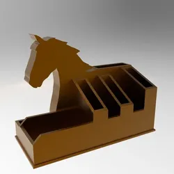 Premium Horse Silhouette Desk Organizer - Pen & Pencil Holder STL