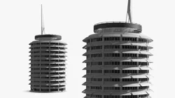 Spiral Facade Office Building White 3D model