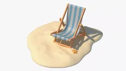 Stylized Beach Chair on Sand 3D model
