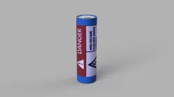 21700 Battery with warning label