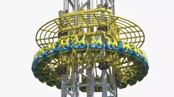 Amusement Drop Tower Ride Lights Off Rigged for Maya 3D model