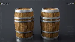 Barrel 03 - Slender Oak Hogshead Low-poly 3D model