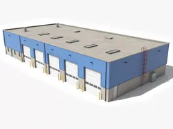 Blue Warehouse Building 66 PBR Low Poly Low-poly 3D model