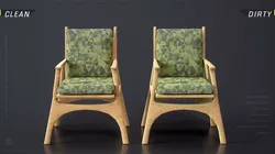 Chair 06 - Light Wood Sculpted Armchair Low-poly 3D model
