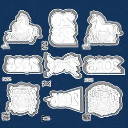 Christmas | New Year cookie cutters - 2026 signs set / bundle - 9 pieces