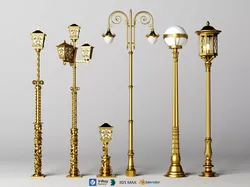Classic European Street Light Vintage Garden Lamppost Pack 3D model