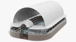Crocodile Show Arena with Arched Roof Structure 3D model