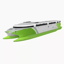 Electric Catamaran Commuter Ship Green 3D model