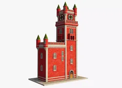 Fantasy Red Clock Tower 3D model