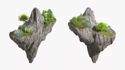 Floating Forest Cliff 3D model