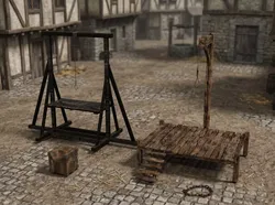 Gallows And Chopping Block Low-poly 3D model