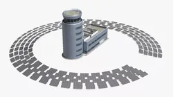 Infrastructure Building with Circular Solar Array 3D model