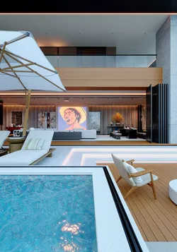 Interior and exterior scenes of a modern vacation villa 3D model